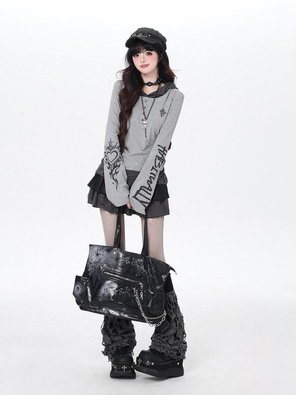 CRAZYGIRL Hooded Letter Print Splice Faux Two Piece Slim Women's Long Sleeve T-shirts