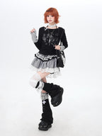 CRAZYGIRL Houndstooth Petite Layered High Waist Puff Women's Lace Mini Skirts