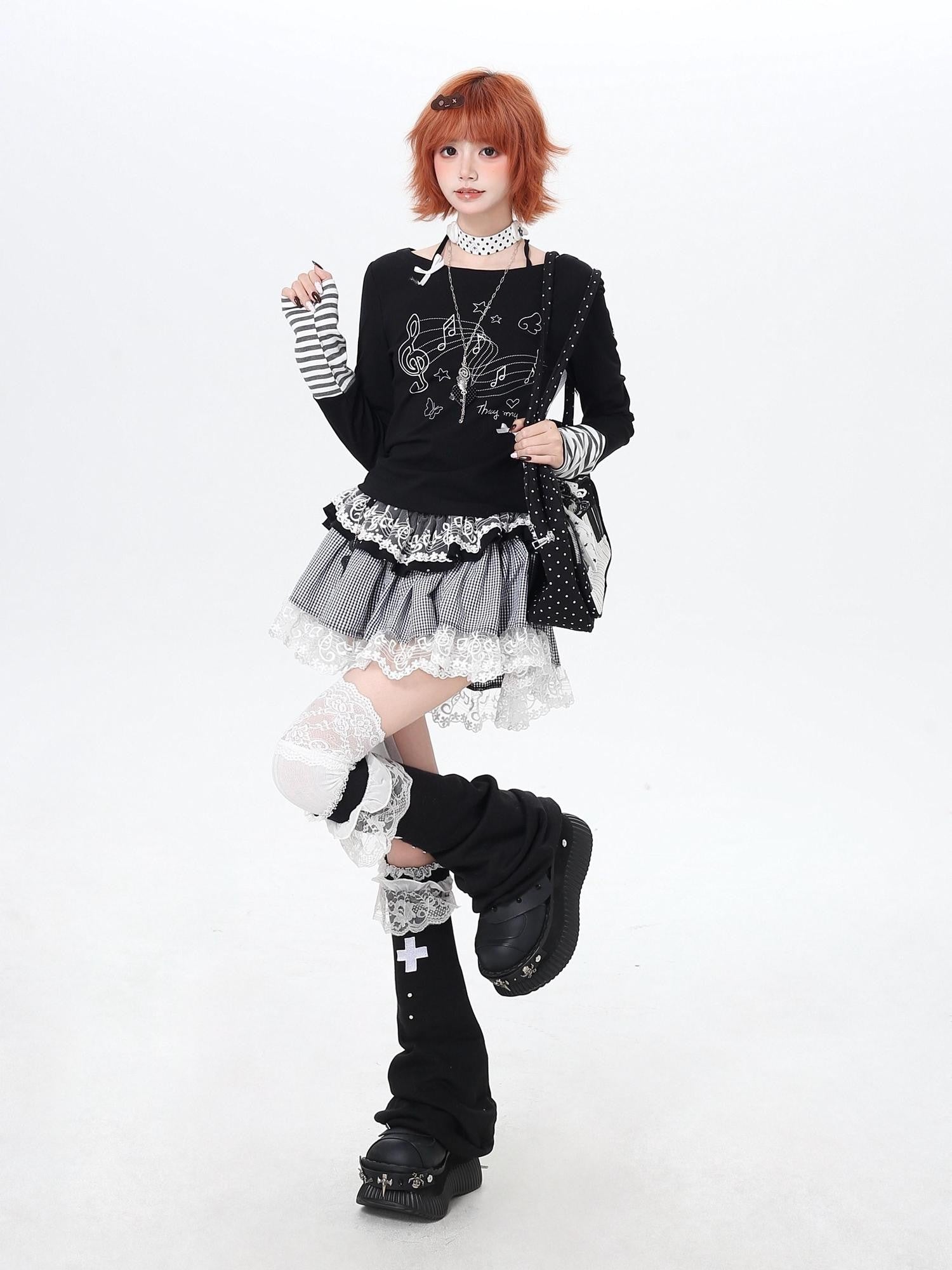 CRAZYGIRL Houndstooth Petite Layered High Waist Puff Women's Lace Mini Skirts