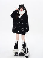 CRAZYGIRL Kitten Two Piece Loose Sweet Women's Knit Thermal Cardigan Vest Cardigans