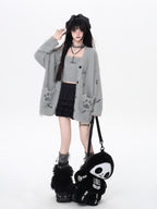CRAZYGIRL Kitten Two Piece Loose Sweet Women's Knit Thermal Cardigan Vest Cardigans