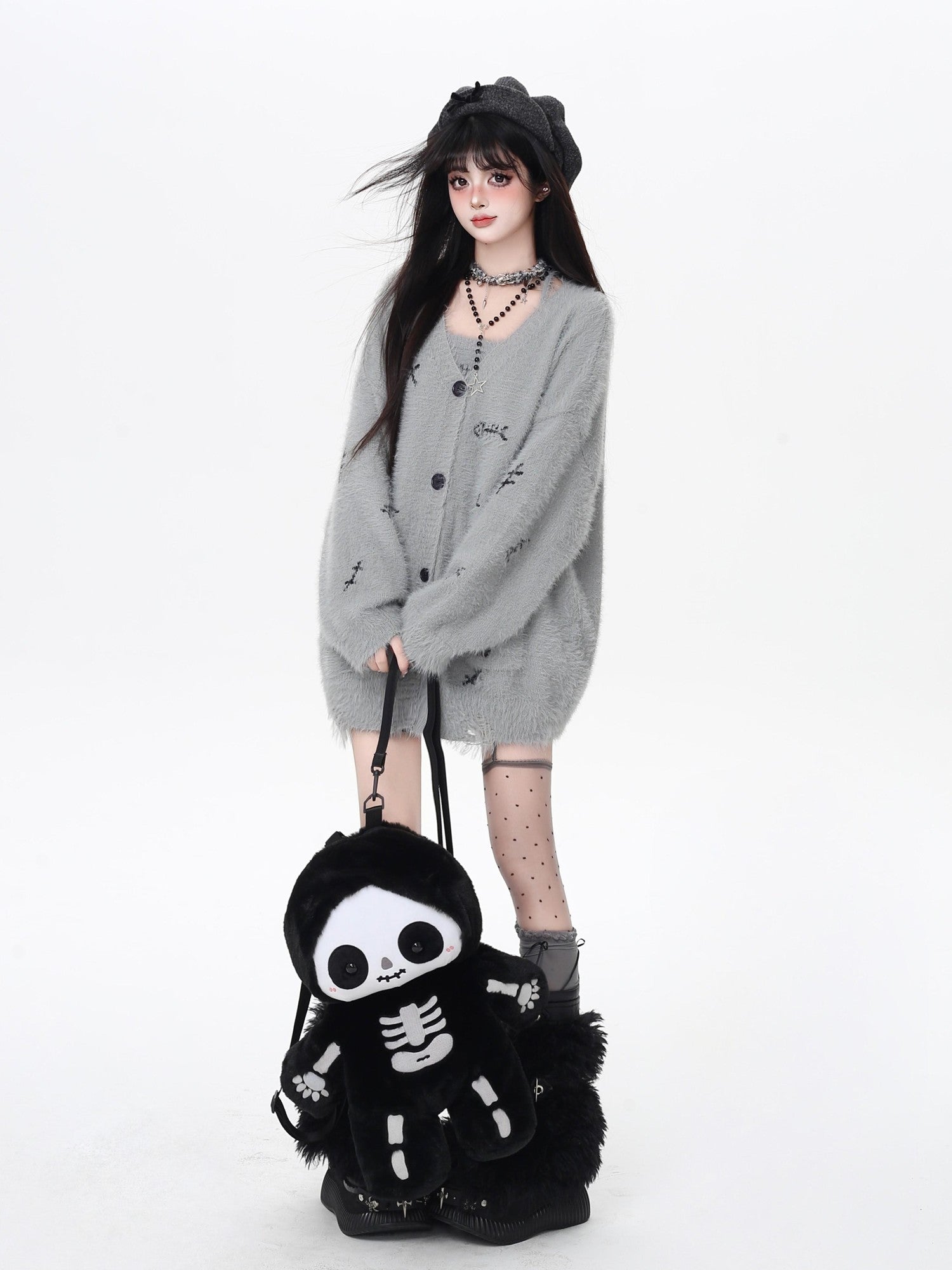 CRAZYGIRL Kitten Two Piece Loose Sweet Women's Knit Thermal Cardigan Vest Cardigans