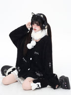 CRAZYGIRL Kitten Two Piece Loose Sweet Women's Knit Thermal Cardigan Vest Cardigans