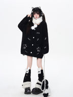 CRAZYGIRL Kitten Two Piece Loose Sweet Women's Knit Thermal Cardigan Vest Cardigans