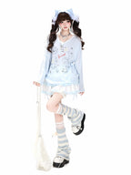 CRAZYGIRL Korean Cute Patchwork V-neck Raglan Loose Women's Long Sleeve T-shirts