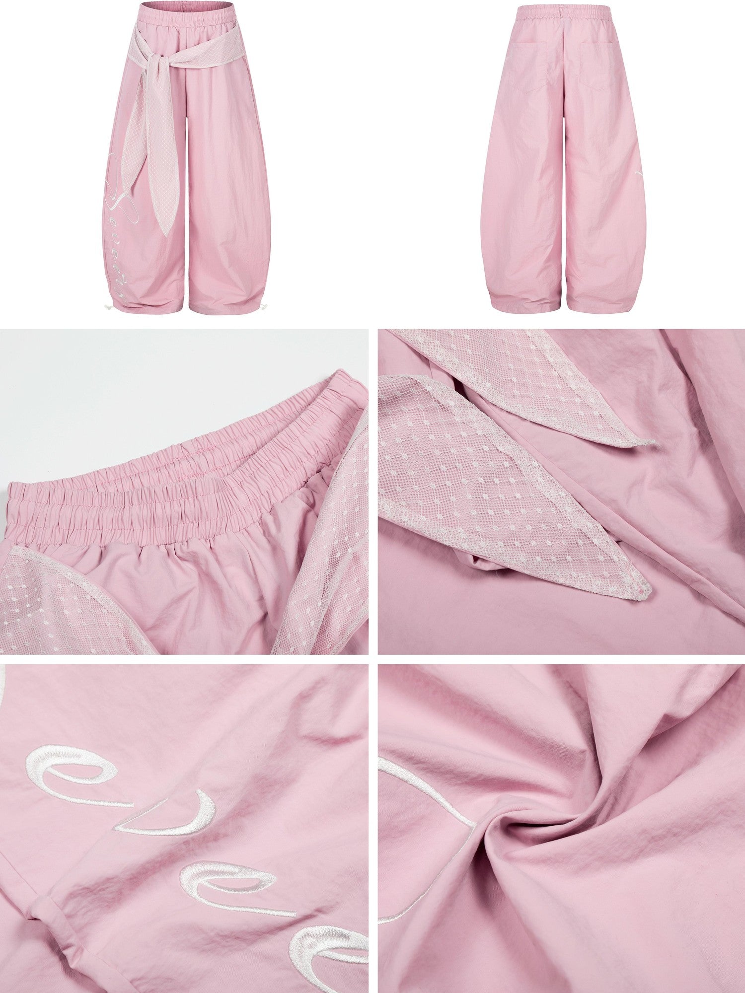 CRAZYGIRL Lace Tie Embroidered High Waist American Style Women's Other Fabric Chinos