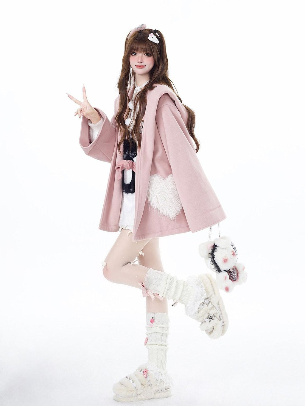 CRAZYGIRL Lazy Cat Jacquard Bow Round Neck Loose Fit Women's Soft Plush Knit Sweaters