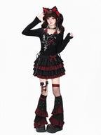 CRAZYGIRL Leopard Print Bow High Waisted Tiered Patchwork Women's Other Fabric Mini Skirts