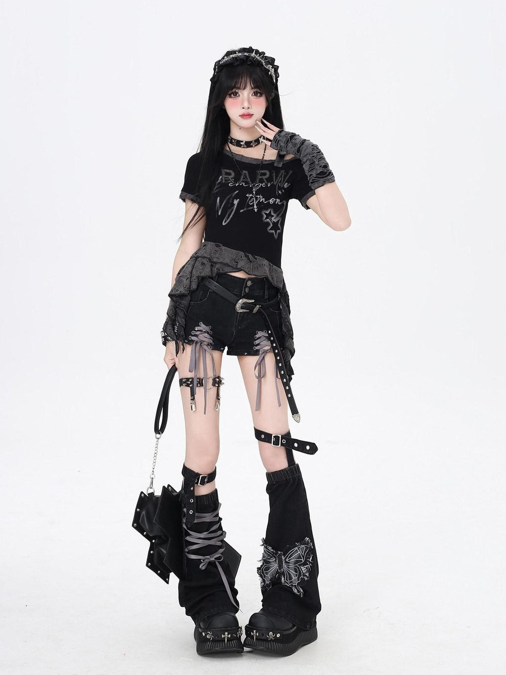 CRAZYGIRL Long Leg Lace Up Low Waist Tight Women's Denim Short Trousers