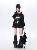 CRAZYGIRL_Off_Shoulder_Cross_Lace_Loose_Women's_Other_Material_Sweatshirts_1030953625504_MISSTT