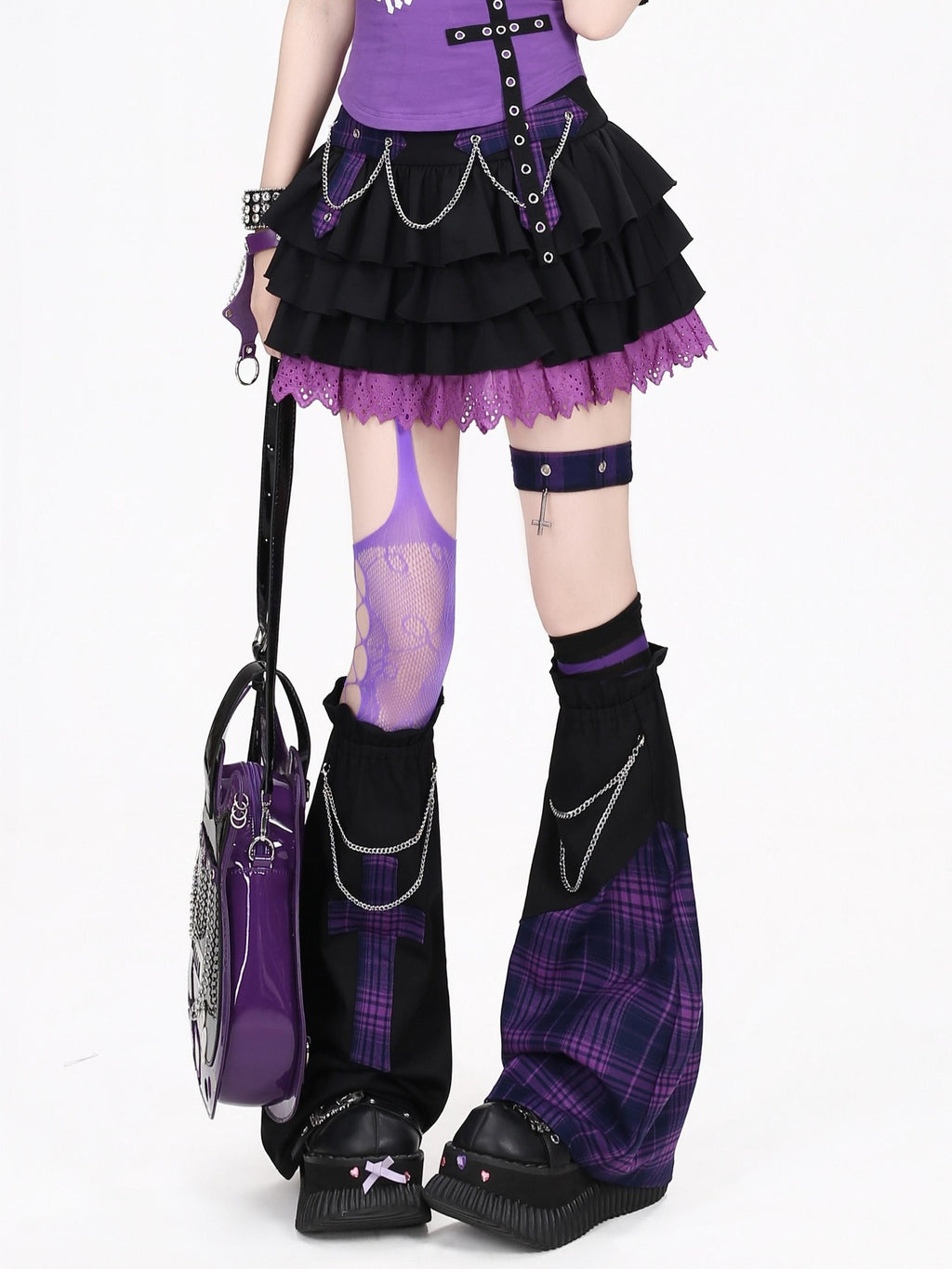CRAZYGIRL Original Plaid Chain Niche Designer Slouchy Women's Leg Warmers
