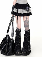 CRAZYGIRL Pixel Patchwork Letter Halter Faux Two Piece Women's Slim Short Sleeve T-shirts