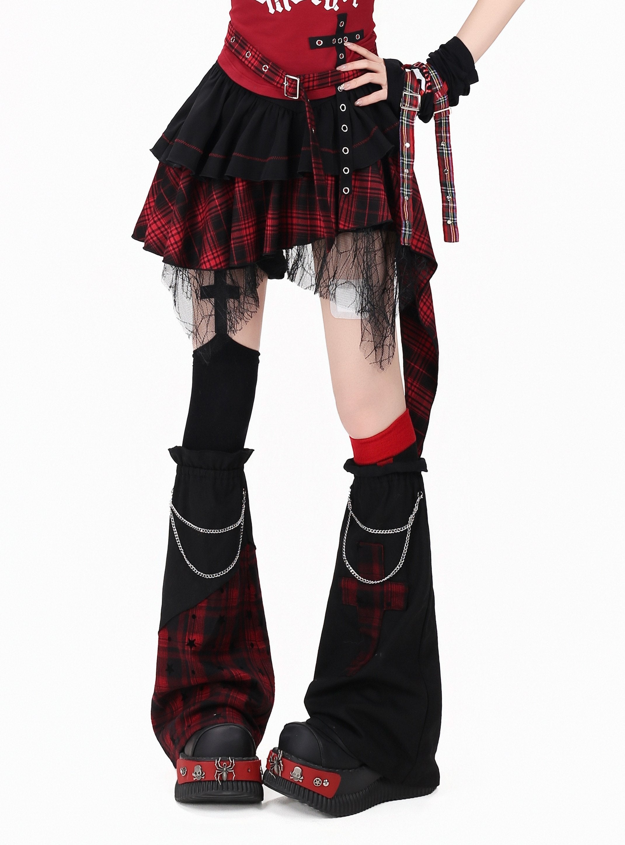 CRAZYGIRL_Plaid_Asymmetrical_Tiered_High_Waist_Slimming_Zipper_Women's_Mini_Skirts_1054629302444_MISSTT