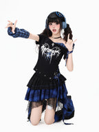CRAZYGIRL Plaid Asymmetrical Tiered High Waist Slimming Zipper Women's Mini Skirts
