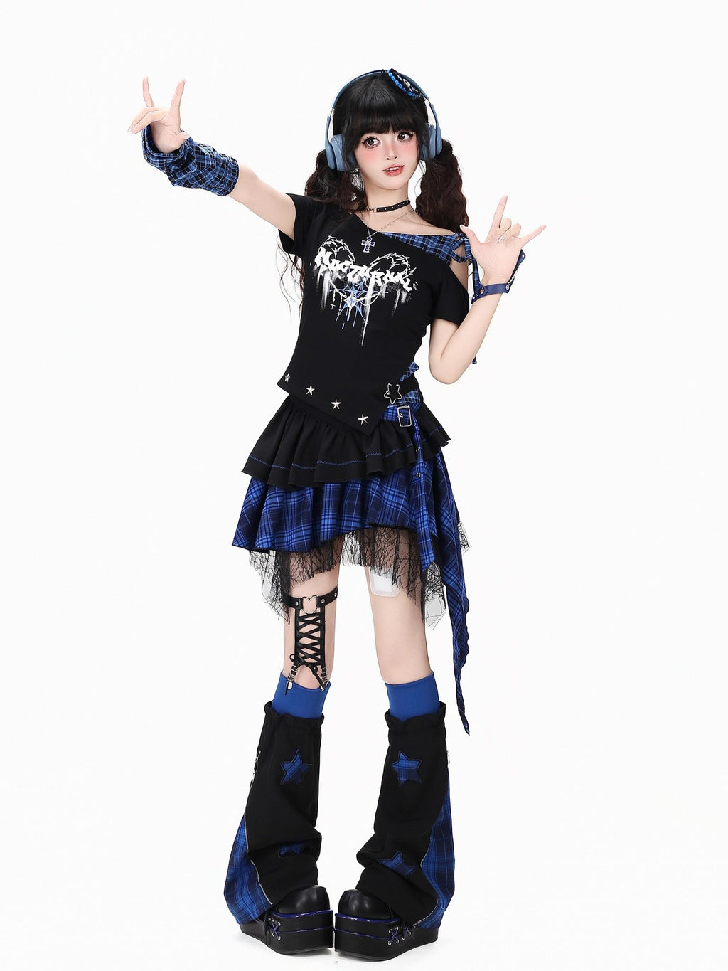 CRAZYGIRL Plaid Asymmetrical Tiered High Waist Slimming Zipper Women's Mini Skirts