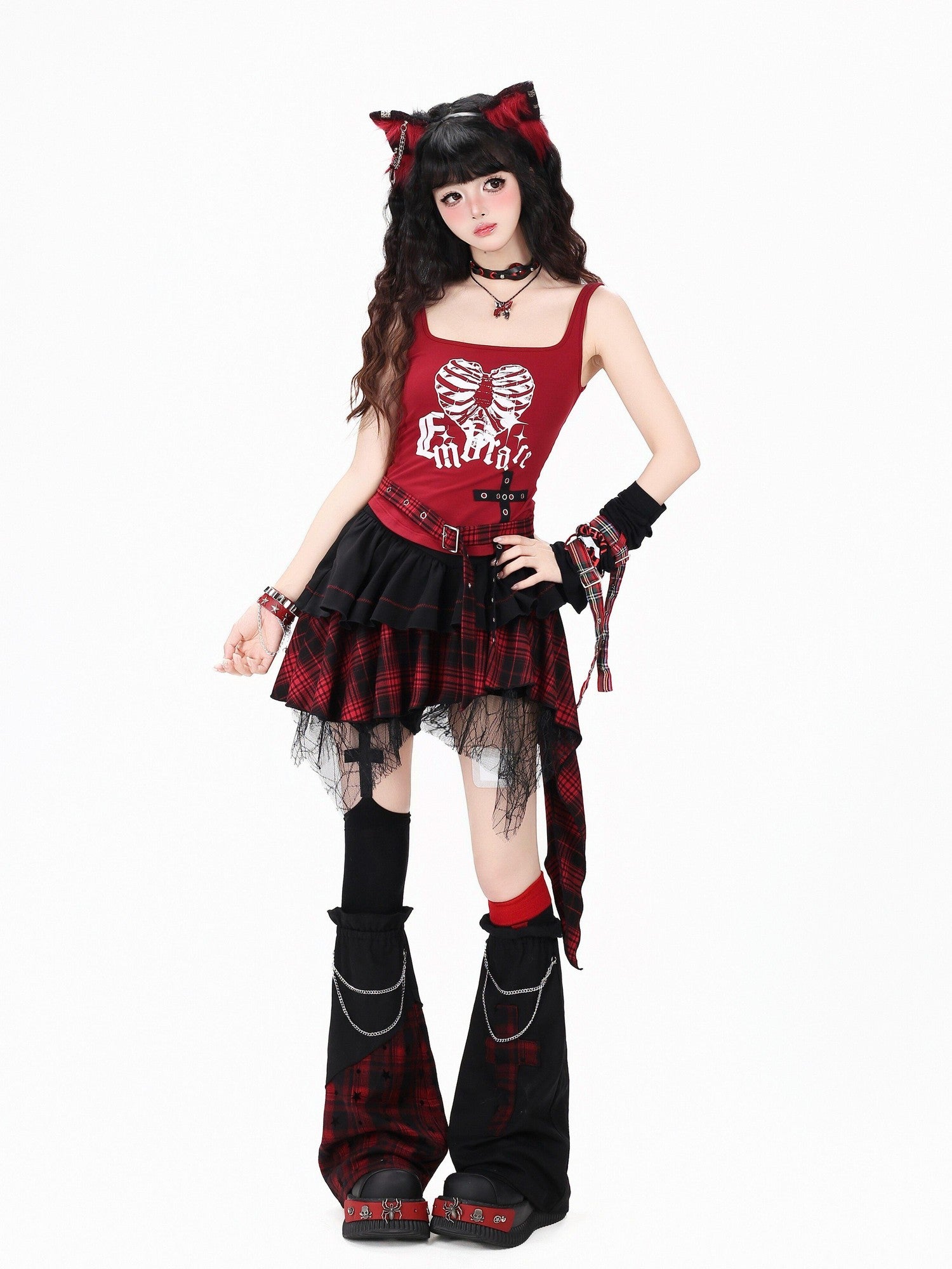 CRAZYGIRL Plaid Asymmetrical Tiered High Waist Slimming Zipper Women's Mini Skirts