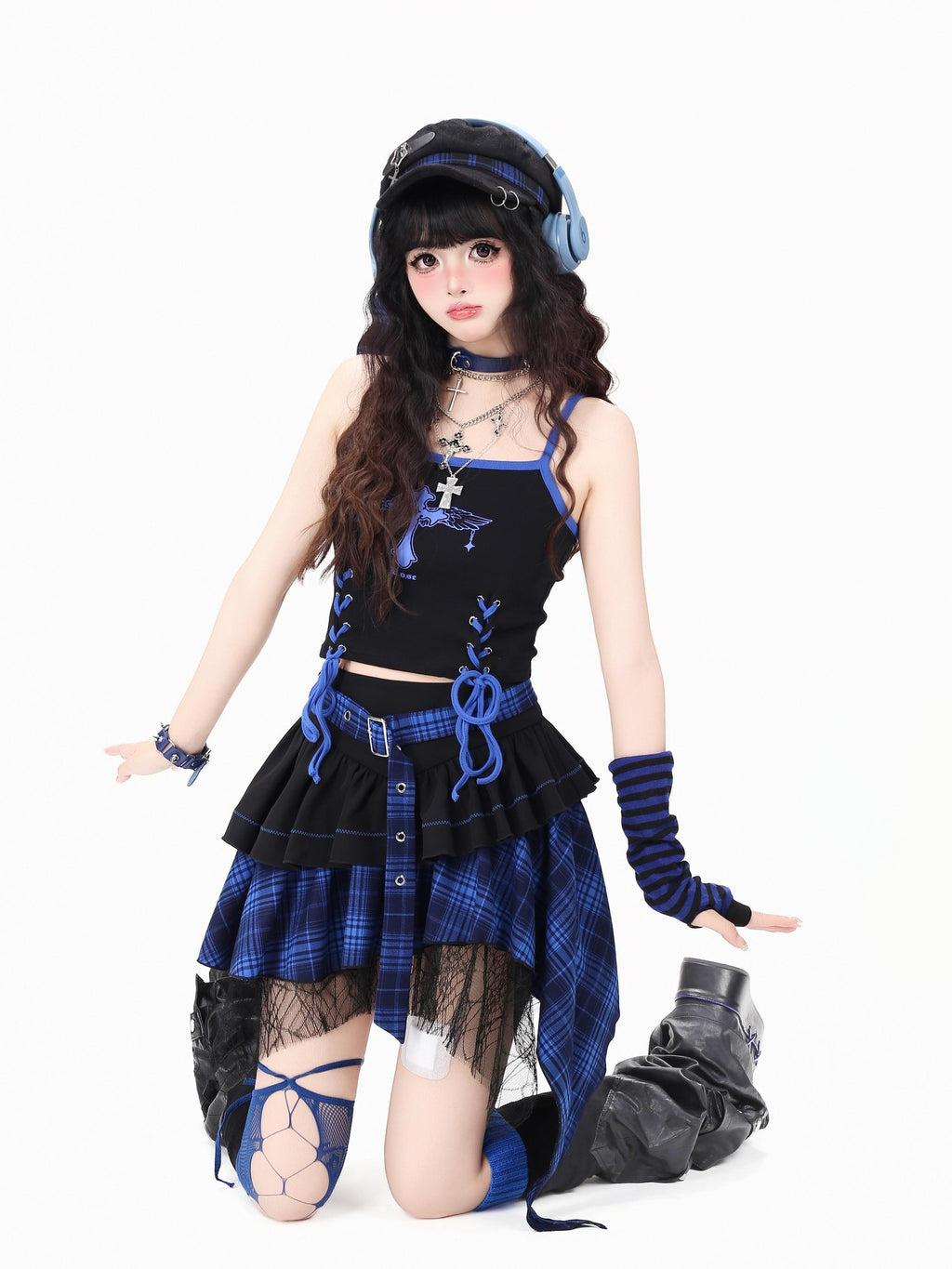 CRAZYGIRL Plaid Asymmetrical Tiered High Waist Slimming Zipper Women's Mini Skirts