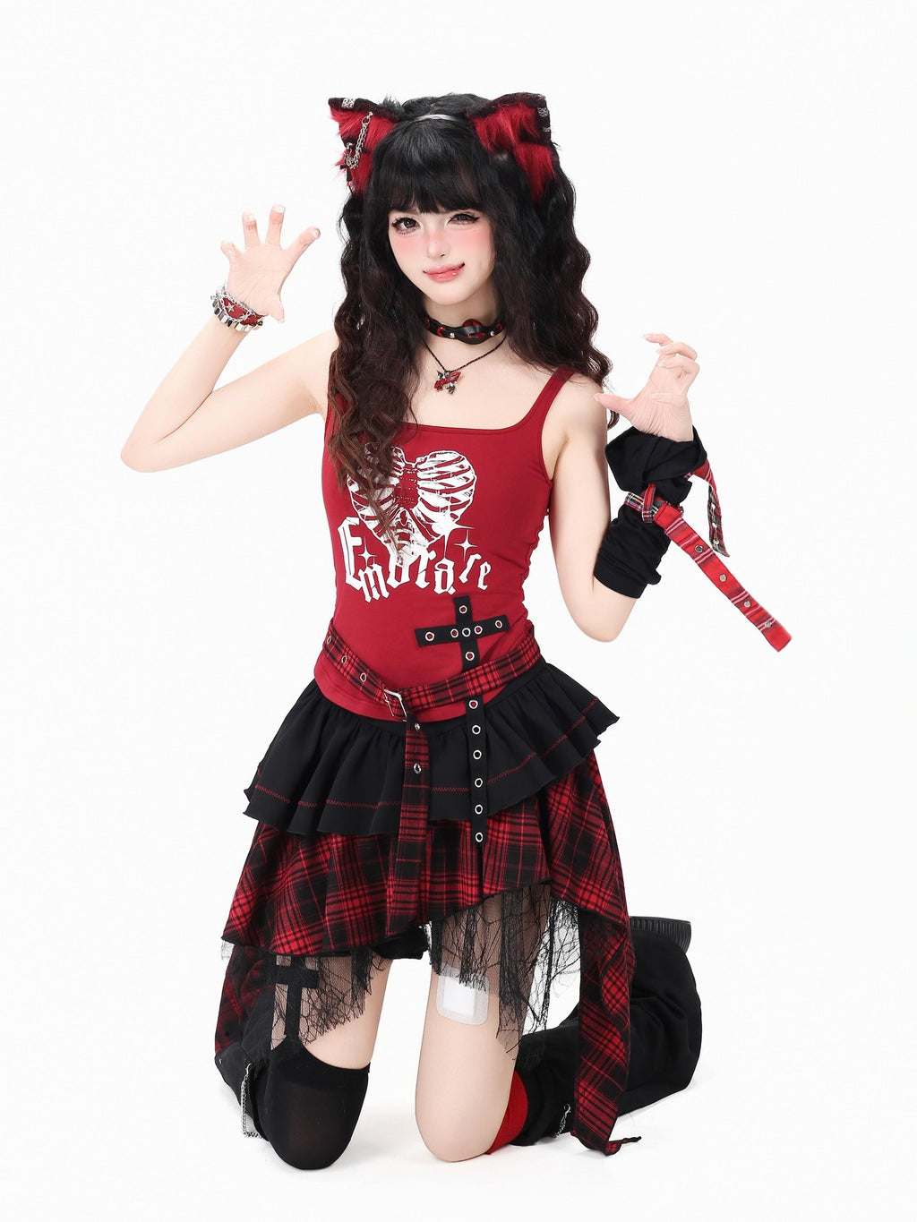 CRAZYGIRL Plaid Asymmetrical Tiered High Waist Slimming Zipper Women's Mini Skirts