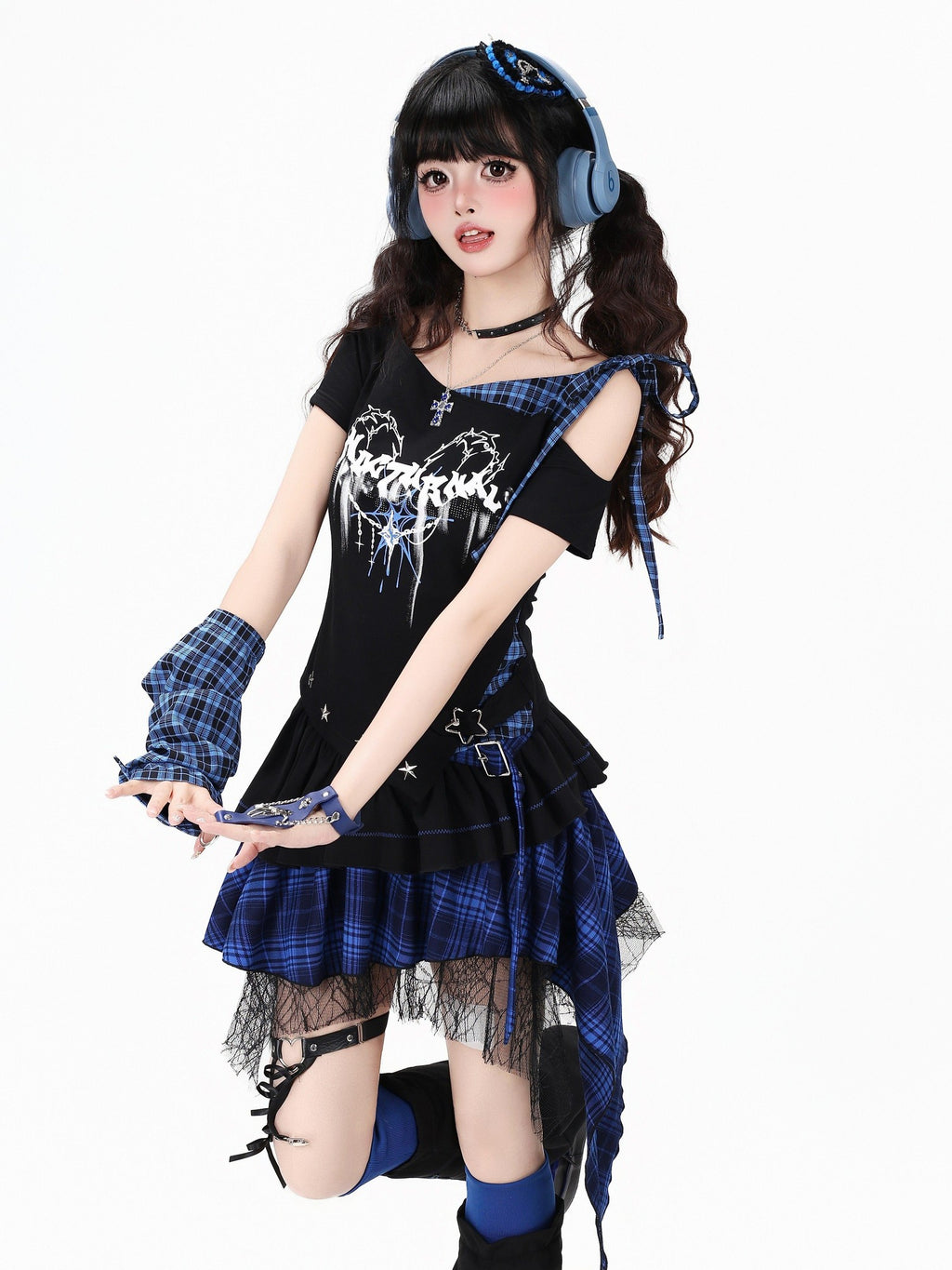 CRAZYGIRL Plaid Asymmetrical Tiered High Waist Slimming Zipper Women's Mini Skirts