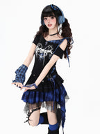 CRAZYGIRL Plaid Asymmetrical Tiered High Waist Slimming Zipper Women's Mini Skirts