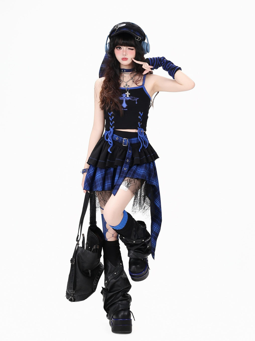 CRAZYGIRL Plaid Asymmetrical Tiered High Waist Slimming Zipper Women's Mini Skirts