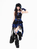 CRAZYGIRL Plaid Asymmetrical Tiered High Waist Slimming Zipper Women's Mini Skirts