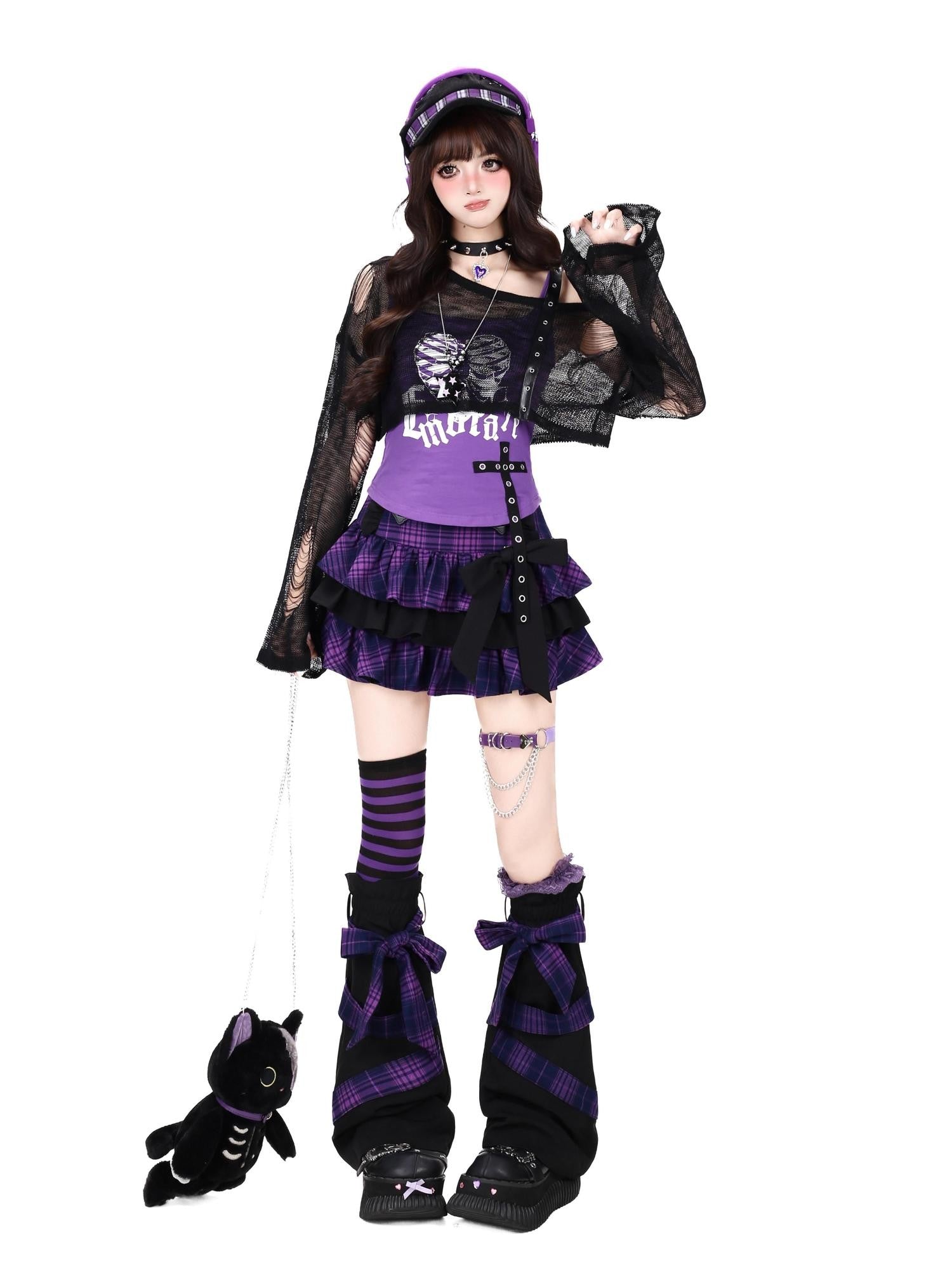 CRAZYGIRL Plaid Bow Tiered Puff Lined High Waist Women's Schoolgirl Mini Skirts
