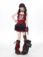 CRAZYGIRL Plaid Colorblock Chain Puffed Cake High Waist Women's Mini Skirts