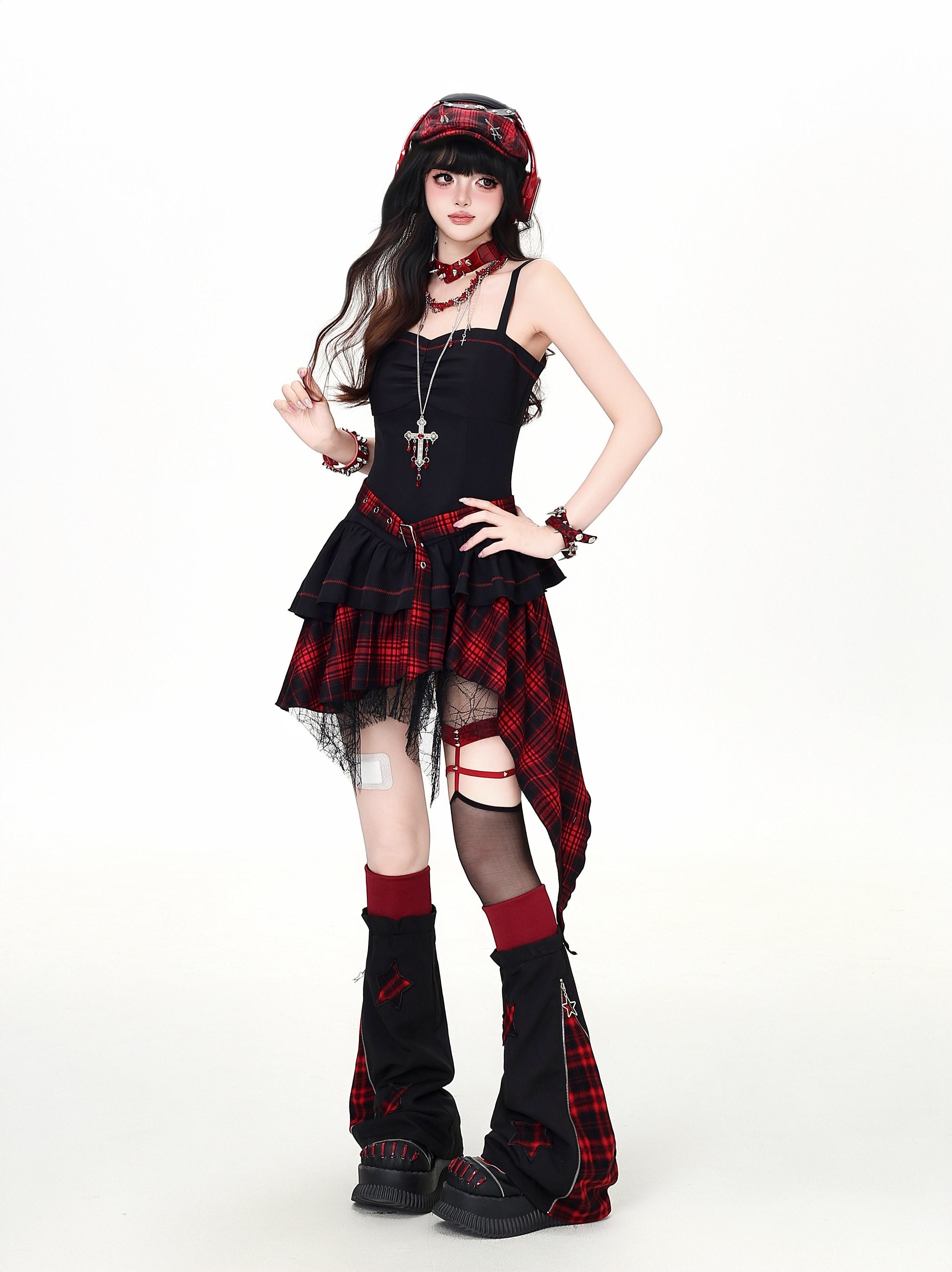 CRAZYGIRL_Plaid_Gothic_Asymmetrical_Overlay_Long_Sleeve_Women's_Slip_Mini_Dresses_1045172071320_MISSTT