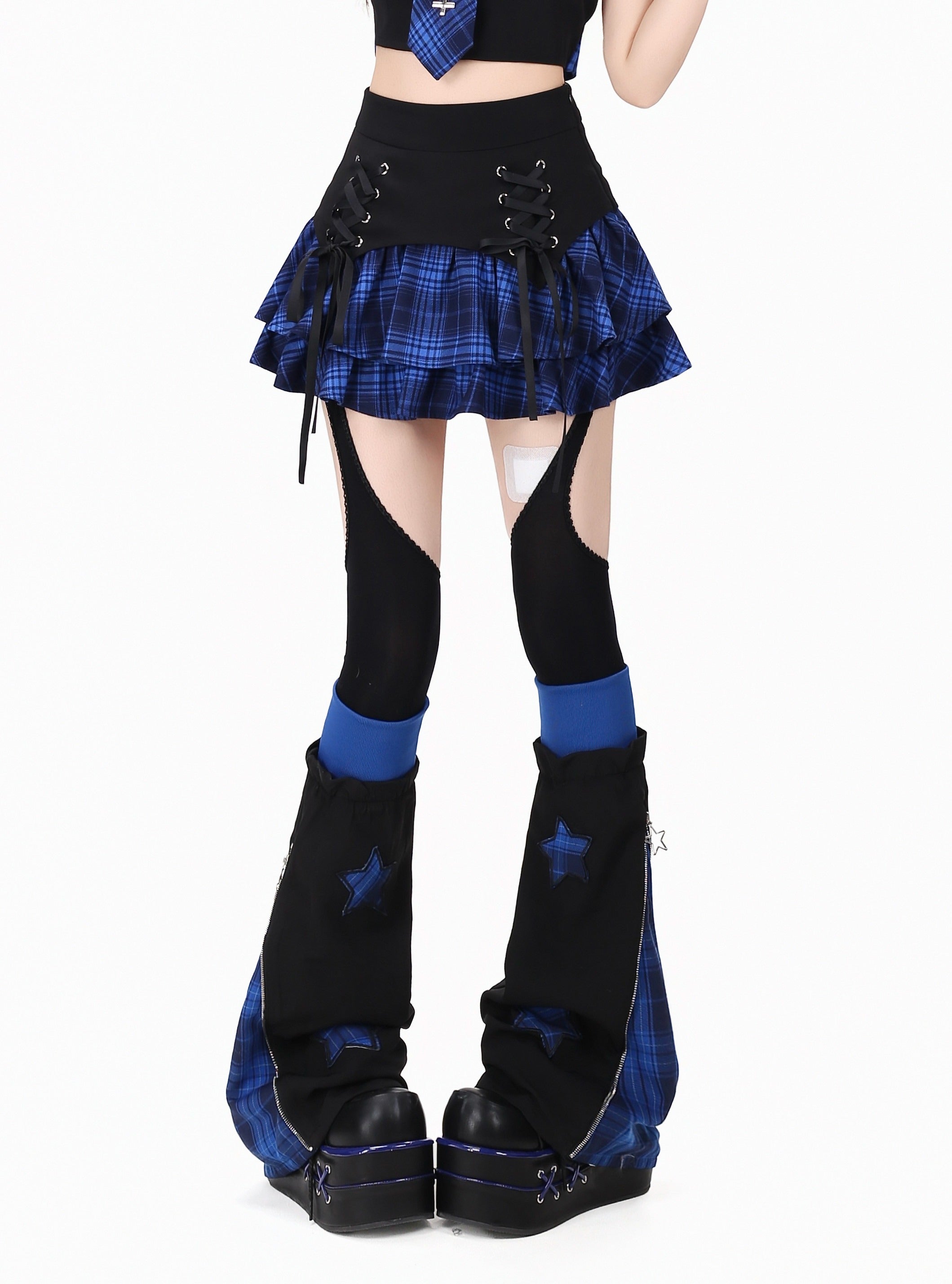 CRAZYGIRL_Plaid_Lace_Up_Tiered_High_Waist_Zipper_Women's_Lined_Mini_Skirts_1057570780857_MISSTT