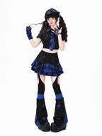 CRAZYGIRL Plaid Lace Up Tiered High Waist Zipper Women's Lined Mini Skirts