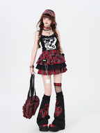 CRAZYGIRL Plaid Punk Ripped Pleated Chain Women's Polyester Cotton Mini Skirts