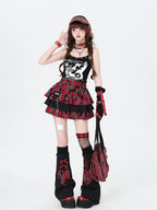 CRAZYGIRL Plaid Punk Ripped Pleated Chain Women's Polyester Cotton Mini Skirts