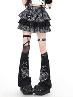 CRAZYGIRL Plaid Punk Ripped Pleated Chain Women's Polyester Cotton Mini Skirts