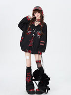 CRAZYGIRL Plaid Punk Ripped Pleated Chain Women's Polyester Cotton Mini Skirts