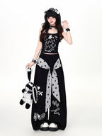 CRAZYGIRL Polka Dot Bow High Waist Loose Draped Women's Other Fabric Chinos