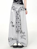 CRAZYGIRL Polka Dot Bow High Waist Loose Draped Women's Other Fabric Chinos