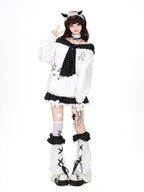 CRAZYGIRL Polka Dot Cartoon Print Bow Cape Women's Loose Other Fabric Hoodies