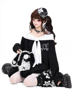 CRAZYGIRL Polka Dot Cartoon Print Bow Cape Women's Loose Other Fabric Hoodies