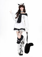 CRAZYGIRL Polka Dot Cartoon Print Bow Cape Women's Loose Other Fabric Hoodies