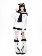 CRAZYGIRL Polka Dot Cartoon Print Bow Cape Women's Loose Other Fabric Hoodies