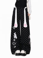 CRAZYGIRL_Polka_Dot_Cat_Print_High_Waist_Loose_Straight_Women's_Sweatpants/joggers_1067584682688_MISSTT