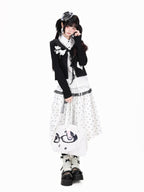 CRAZYGIRL Polka Dot Faux Two Piece Collared Slim Pocket Longsleeve Women's Blouses