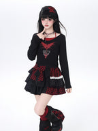 CRAZYGIRL Polka Dot Patchwork Contrast Check High Waist Women's Ruffled Cake Mini Skirts