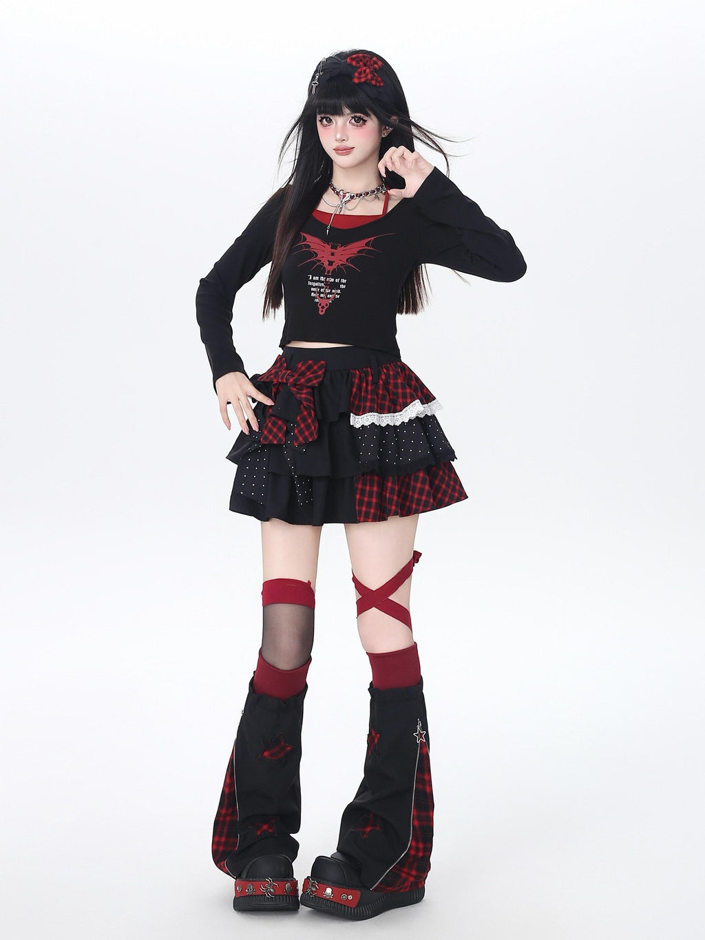 CRAZYGIRL Polka Dot Patchwork Contrast Check High Waist Women's Ruffled Cake Mini Skirts