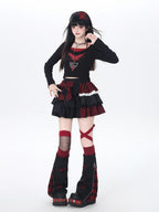 CRAZYGIRL Polka Dot Patchwork Contrast Check High Waist Women's Ruffled Cake Mini Skirts