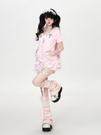 CRAZYGIRL Puff Lace Trim Cross Pendant Multilayer High Waist Women's Mini Skirts