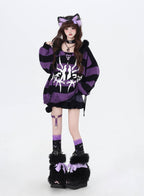 CRAZYGIRL_Punk_Striped_Lantern_Sleeve_Hooded_Removable_Fur_Collar_Women's_Cardigans_847149739960_MISSTT