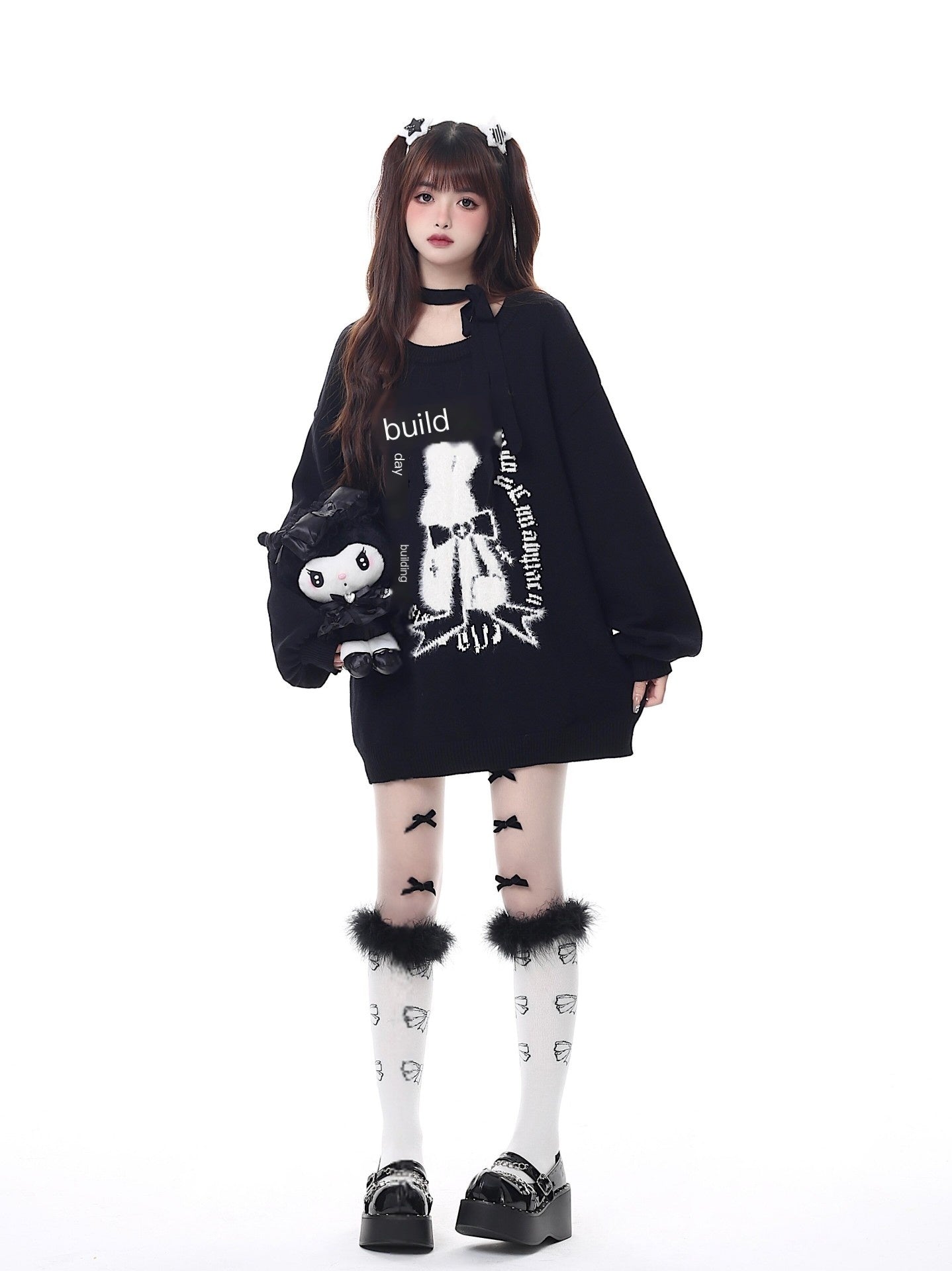 CRAZYGIRL_Rabbit_Print_Lantern_Sleeve_Pullover_Round_Neck_Women's_Sweaters_693900151913_MISSTT