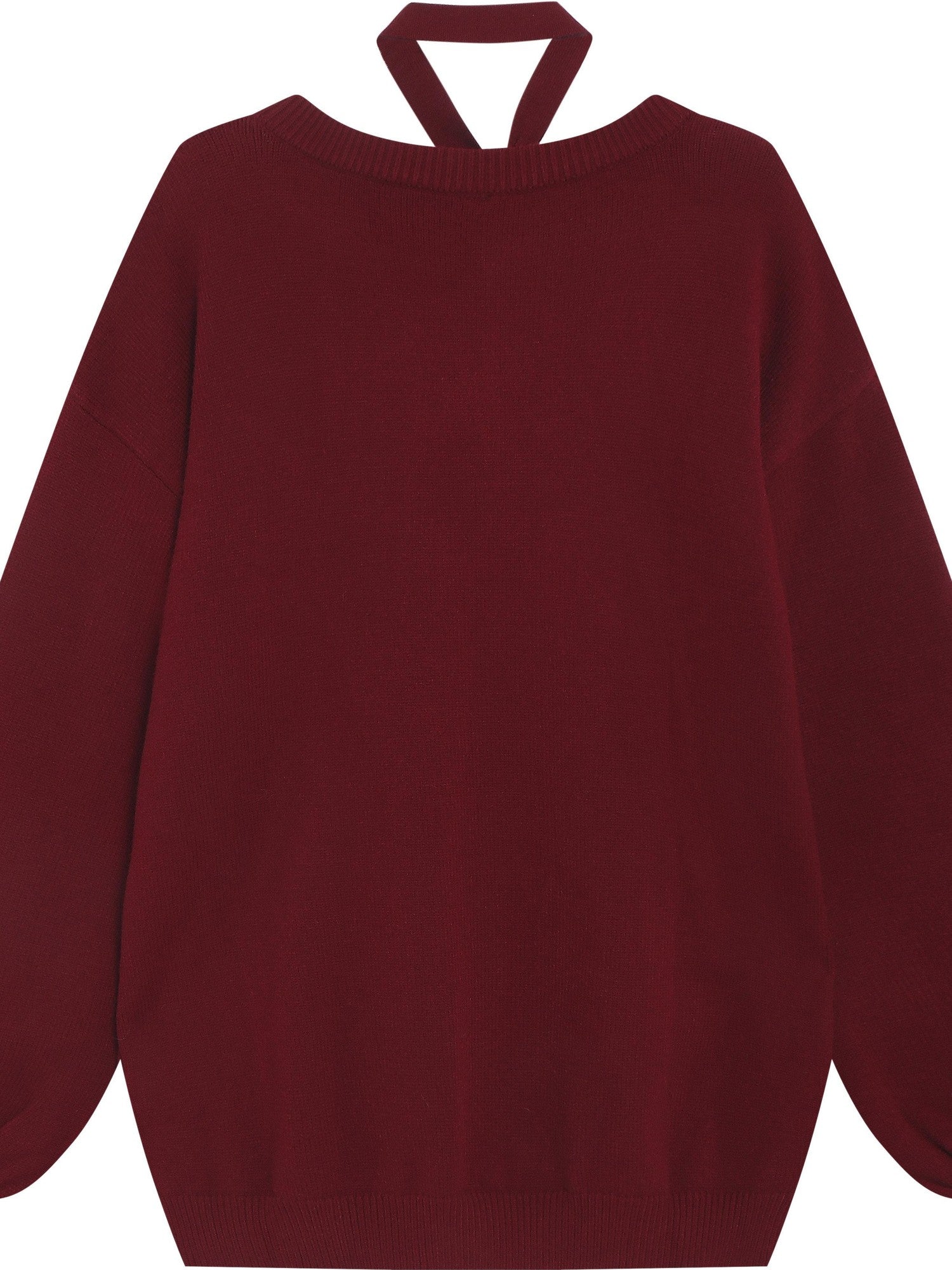 CRAZYGIRL Rabbit Print Lantern Sleeve Pullover Round Neck Women's Sweaters